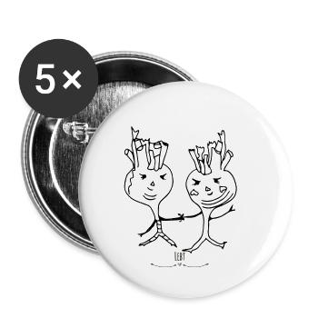 Tanzende Kohlrabis - Buttons klein 25 mm (5er Pack) - Weiß - Vorne