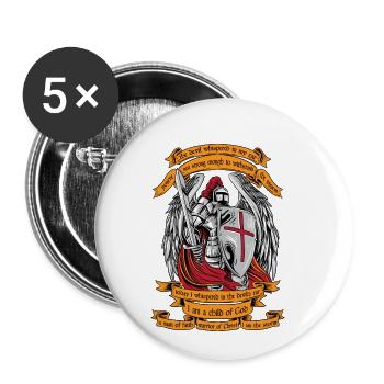 Ritter Templer Ich bin ein Kind von Gott Shirt Halloween - Buttons klein 25 mm (5er Pack) - Weiß - Vorne