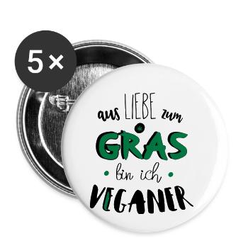 Végétalien drôle en forme d'herbe paniquée disant cadeau - Lot de 5 petits badges (25 mm) - blanc - Devant