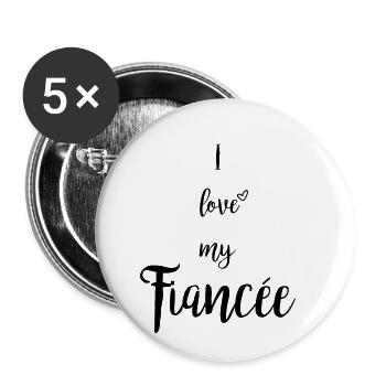 i love my fiancee - Buttons small 1''/25 mm (5-pack) - white - Front