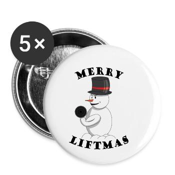 Merry Liftmas Snowman Bodybuilding Sport Fitness - Buttons klein 25 mm (5er Pack) - Weiß - Vorne