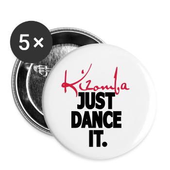 Kizomba. Just Dance It. - Chemise de danse Kizomba - Lot de 5 petits badges (25 mm) - blanc - Devant