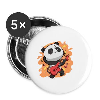 Panda guitarist - Buttons small 1''/25 mm (5-pack) - white - Front
