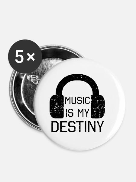 Musik - Buttons klein 25 mm (5er Pack) - Weiß