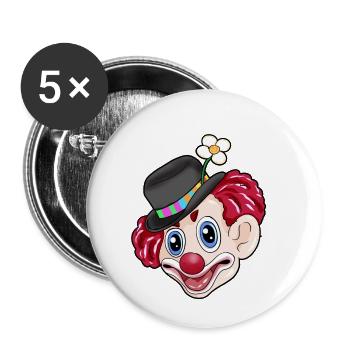 Heureux clown carnaval - Lot de 5 petits badges (25 mm) - blanc - Devant