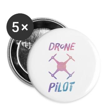 Pilot pilot phantom mavic pro drone Drohne Drone - Buttons klein 25 mm (5er Pack) - Weiß - Vorne