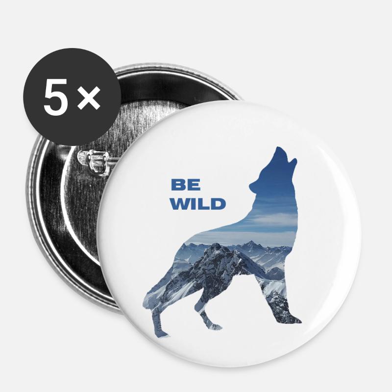 be wild - Buttons klein 25 mm (5er Pack) - Weiß