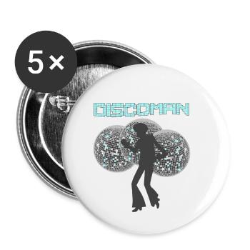 Discoman - Buttons klein 25 mm (5er Pack) - Weiß - Vorne