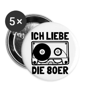 80 s - Buttons small 1''/25 mm (5-pack) - white - Front