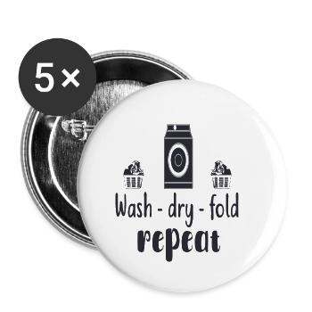 WASH,DRY,FOLD,REPEAT - Buttons klein 25 mm (5er Pack) - Weiß - Vorne
