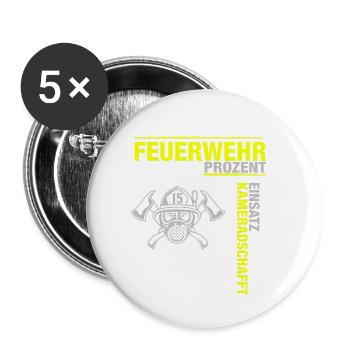 112% fire brigade in action Volunteer fire brigade - Buttons small 1''/25 mm (5-pack) - white - Front