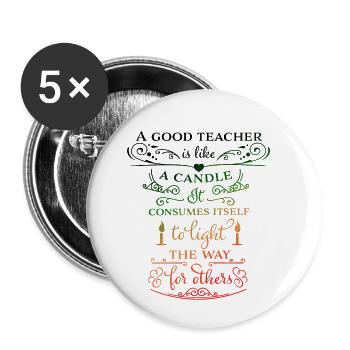 Un bon enseignant - Lot de 5 petits badges (25 mm) - blanc - Devant