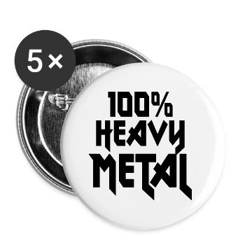 100 Heavy Metal Hard Rock - Buttons small 1''/25 mm (5-pack) - white - Front