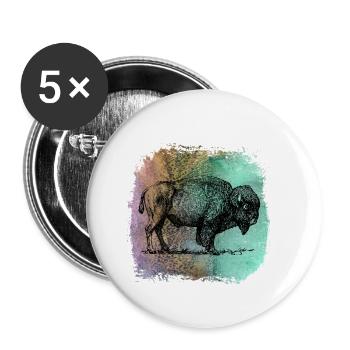 Büffel Bison buffalo bison Buffalo Wisent T Shirt - Buttons small 1''/25 mm (5-pack) - white - Front