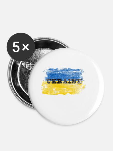 Ukraine - Buttons klein 25 mm (5er Pack) - Weiß