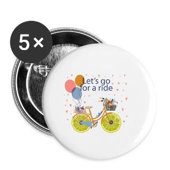 Let's Go Bicycle - Édition limitée - Lot de 5 petits badges (25 mm) - blanc - Devant