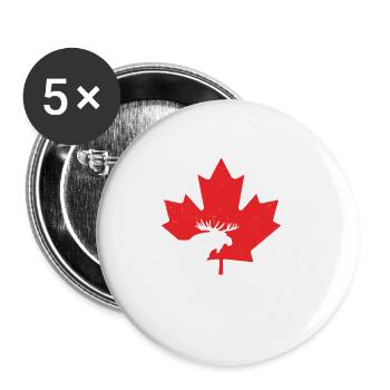 Maple Leaf Canada, fête de l'orignal - Lot de 5 petits badges (25 mm) - blanc - Devant