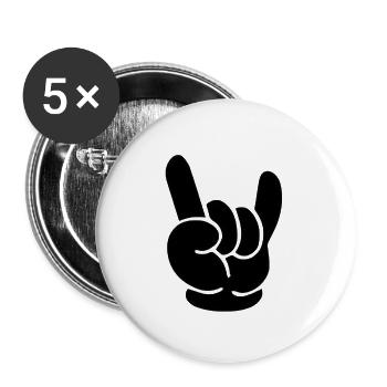 Rock'n Roll Hand Heavy Metal Hard Rock - Lot de 5 petits badges (25 mm) - blanc - Devant