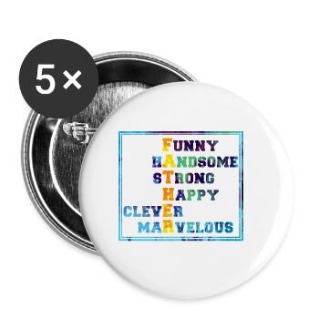 Fête des Pères - Lot de 5 petits badges (25 mm) - blanc - Devant