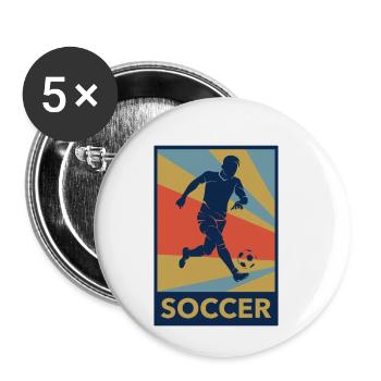 Fußball - Buttons klein 25 mm (5er Pack) - Weiß - Vorne