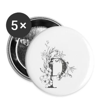 Letter P - Buttons small 1''/25 mm (5-pack) - white - Front