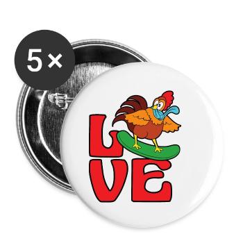 Chicken snowboarding snowboarder winter snow - Buttons small 1''/25 mm (5-pack) - white - Front
