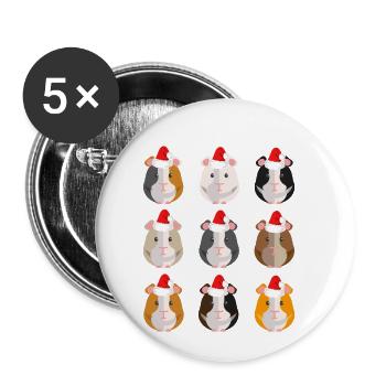 Guinea pig Christmas Santa Claus hat - Buttons small 1''/25 mm (5-pack) - white - Front