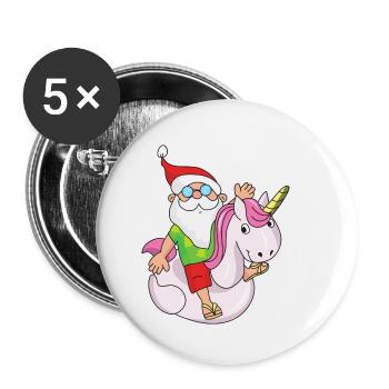 Noël drôle père Noël Noël - Lot de 5 petits badges (25 mm) - blanc - Devant