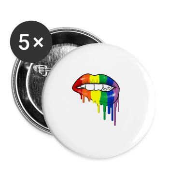 Lèvres LGBT - Lot de 5 petits badges (25 mm) - blanc - Devant