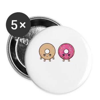 Lustig Before After Make Up Donut Geschenk - Buttons klein 25 mm (5er Pack) - Weiß - Vorne