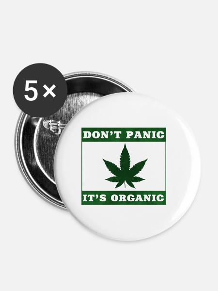 Cannabis - Buttons klein 25 mm (5er Pack) - Weiß