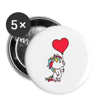 Unicorn with balloon gift - Buttons small 1''/25 mm (5-pack) - white - Front