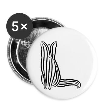 Renard linéaire rouge - Lot de 5 petits badges (25 mm) - blanc - Devant