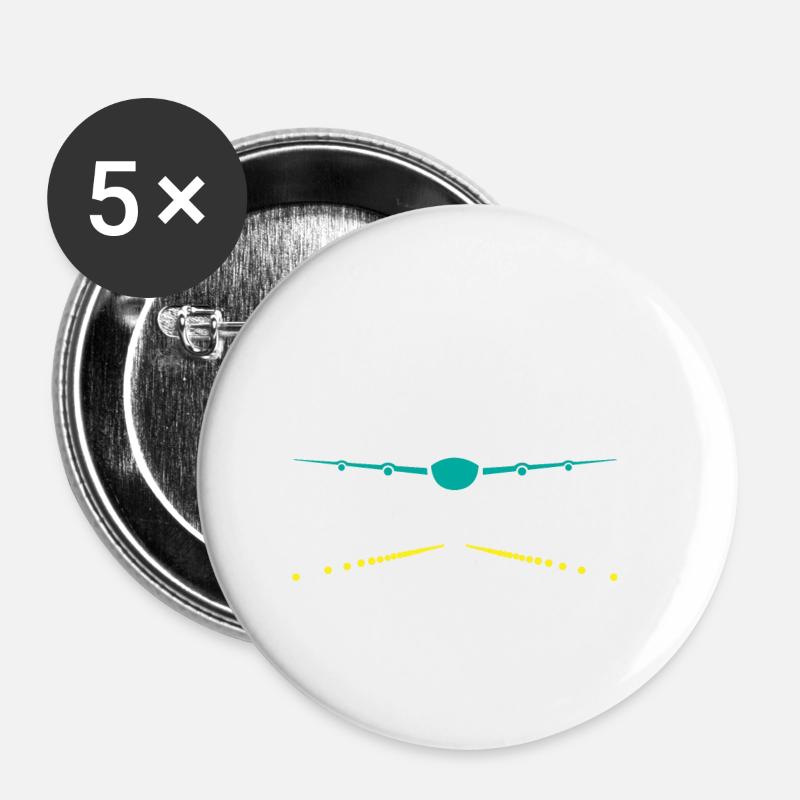 airplane lands - Buttons small 1''/25 mm (5-pack) - white