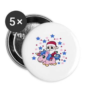 Santa Claus Unicorn Babysitter Babysitting - Buttons small 1''/25 mm (5-pack) - white - Front
