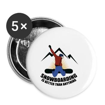 Le snowboard est meilleur que tout - Lot de 5 petits badges (25 mm) - blanc - Devant