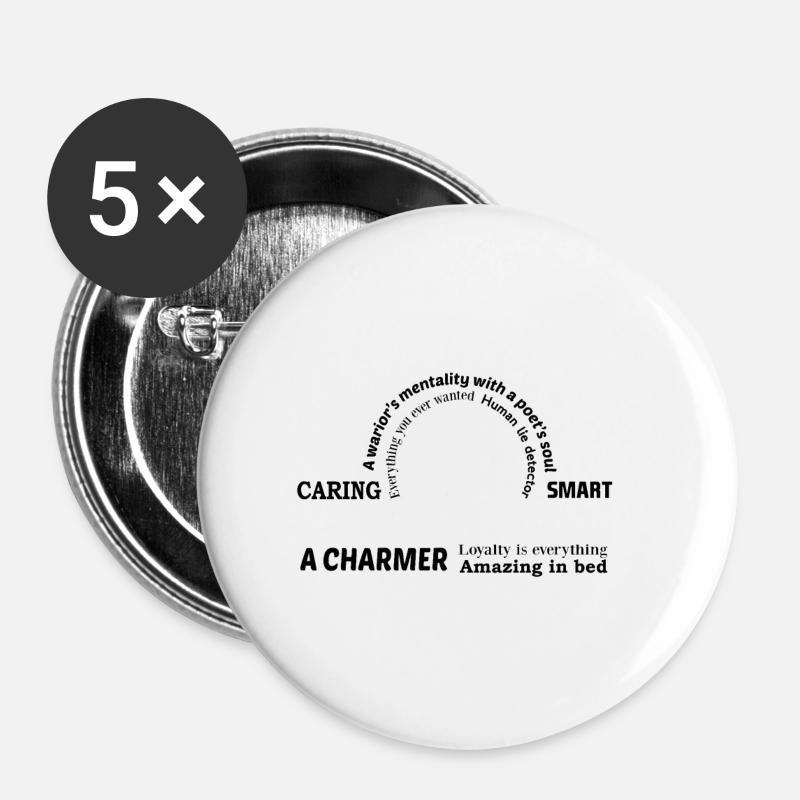 Libra Sign Traits - Buttons small 1''/25 mm (5-pack) - white