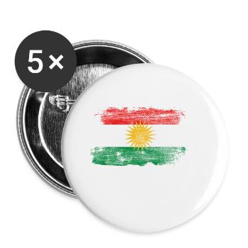 Kurdistan liberté Erbil bannière drapeau drapeau - Lot de 5 petits badges (25 mm) - blanc - Devant