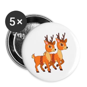 Christmas Cute reindeer Xmas Christmas - Buttons small 1''/25 mm (5-pack) - white - Front