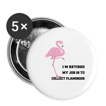 Flamingo Rente Ruhestand Weihnachten Geschenk - Buttons klein 25 mm (5er Pack) - Weiß - Vorne