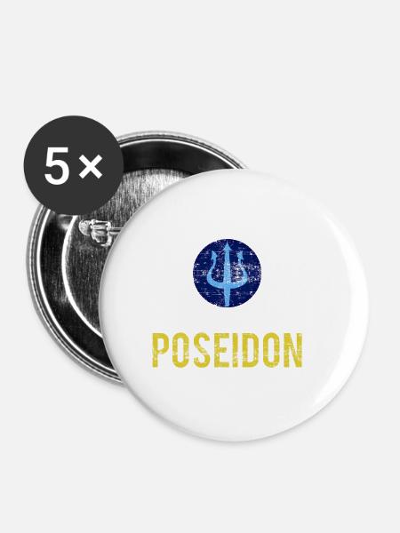 Poseidon - Buttons klein 25 mm (5er Pack) - Weiß