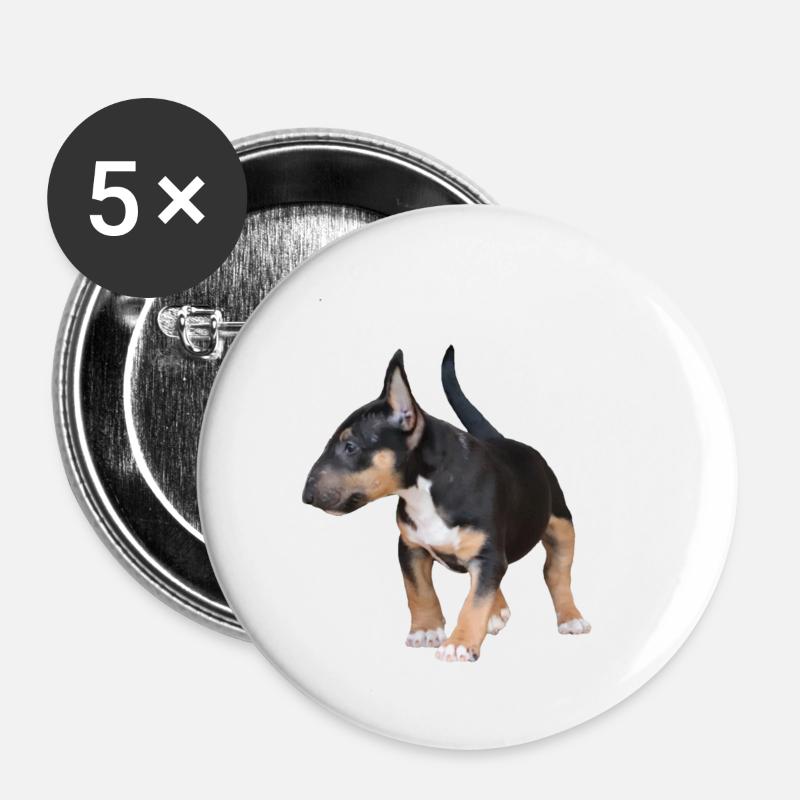 Miniature Bull Terrier - Buttons small 1''/25 mm (5-pack) - white