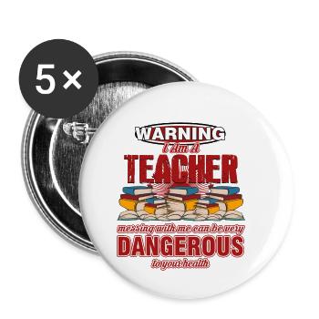Cadeau d'enseignant - cadeau d'enseignant - tshirt - Lot de 5 petits badges (25 mm) - blanc - Devant