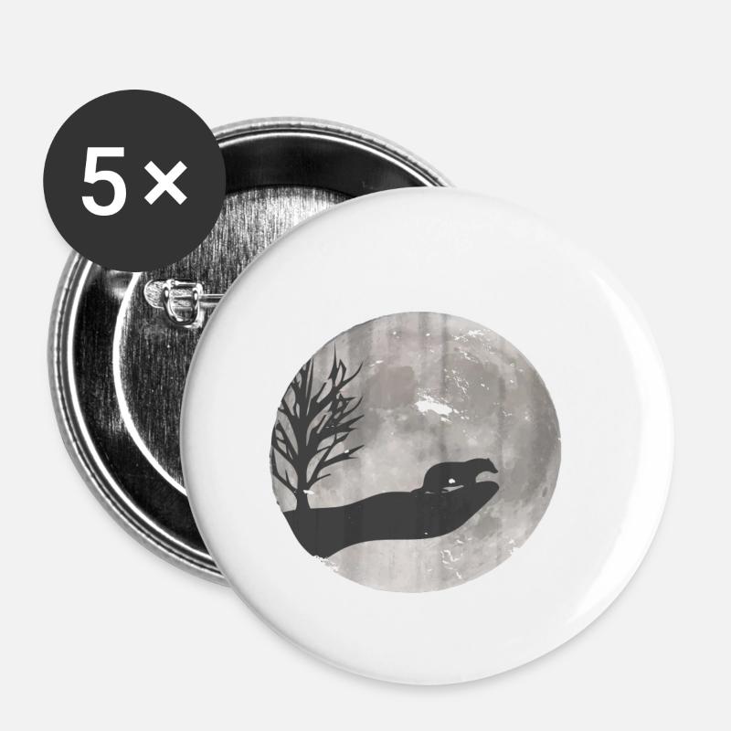 Dessin de blaireau usé - Lot de 5 petits badges (25 mm) - blanc