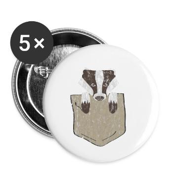 Funny Badger in Chest Pocket Distressed Look - Buttons small 1''/25 mm (5-pack) - white - Front
