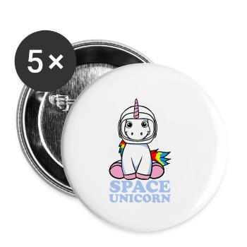 Astronaut Unicorn Space Space Unicorn Gift - Lot de 5 petits badges (25 mm) - blanc - Devant