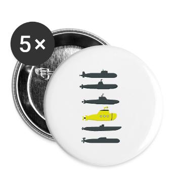 Gelbes Uboot Musik Marine Geschenk Submarine - Buttons klein 25 mm (5er Pack) - Weiß - Vorne