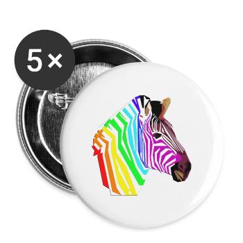 Rainbow Africa animal zebra punk unicorn gift - Buttons small 1''/25 mm (5-pack) - white - Front