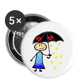 Pluie, danse sous la pluie, parapluie - Lot de 5 petits badges (25 mm) - blanc - Devant