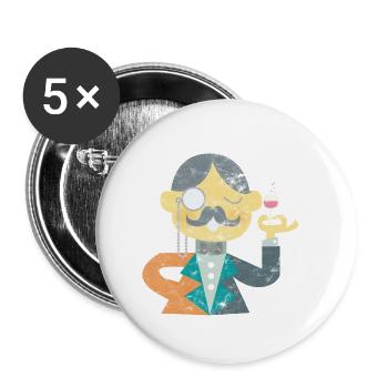 Art gentleman avec cadeau monocle et barbe - Lot de 5 petits badges (25 mm) - blanc - Devant